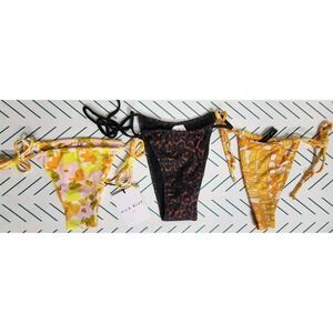 Heavy Manners Aila Blue Out From Under Cheeky Side Tie Sz S Womans Bikini NWT